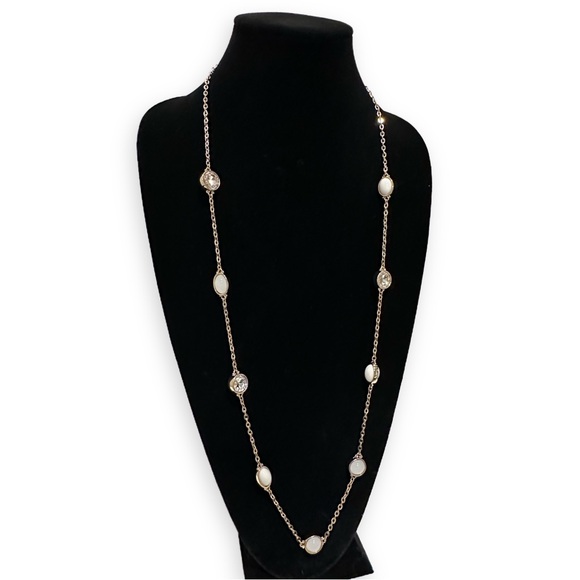 ANN TAYLOR LOFT | Gold Crystal & Ivory Station Necklace | NWT - Picture 1 of 7